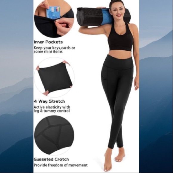 Black pocketed yoga pants - Picture 3 of 5